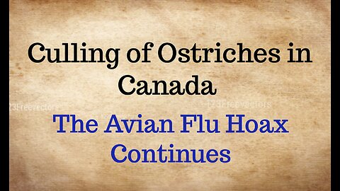 Culling of Ostriches in Canada - Avian Bird Flu Hoax Continues