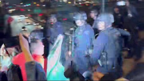 LAPD clash with protesters last night in Downtown Los Angeles