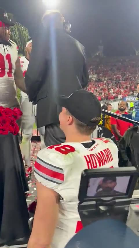 Ohio State QB Will Howard is bizarrely not allowed on stage after his Rose Bowl win...