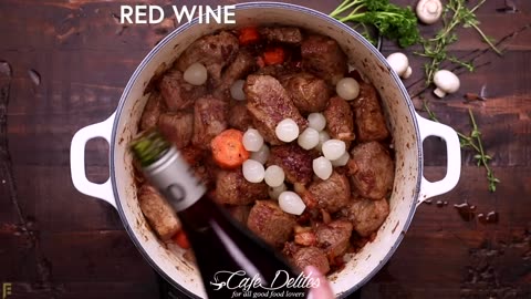 Delicious beef bourguignon