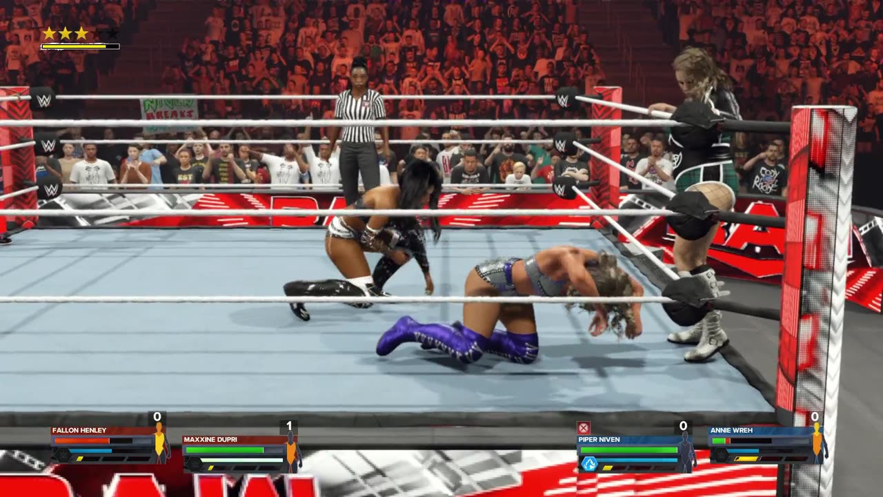 Maxxine Dupri and Fallon Henley VS Piper Niven and Anne Wreh at Raw Season 1 Episode 34