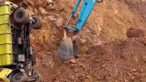 The truck plunged into a ravine
