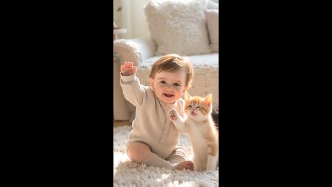 😂♥️Cute baby And cat 😂♥️