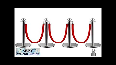 VEVOR 38 Inch Stanchion Posts Queue Red Velvet Rope (3 Silver) Review