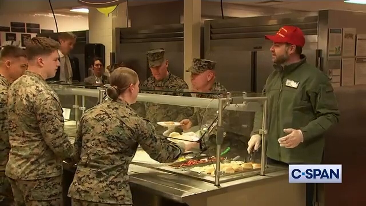 JD Vance serves and eats food at Marine Corps Base Quantico mess hall (3-26-2025)