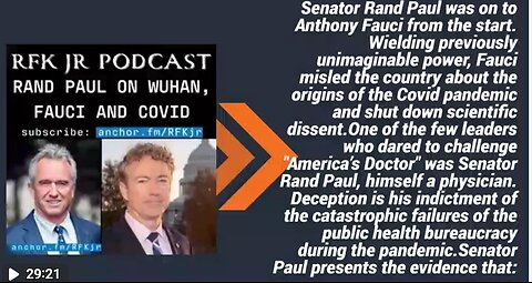 Senator Rand Paul on Wuhan, Fauci and Covid RFK Jr Podcast