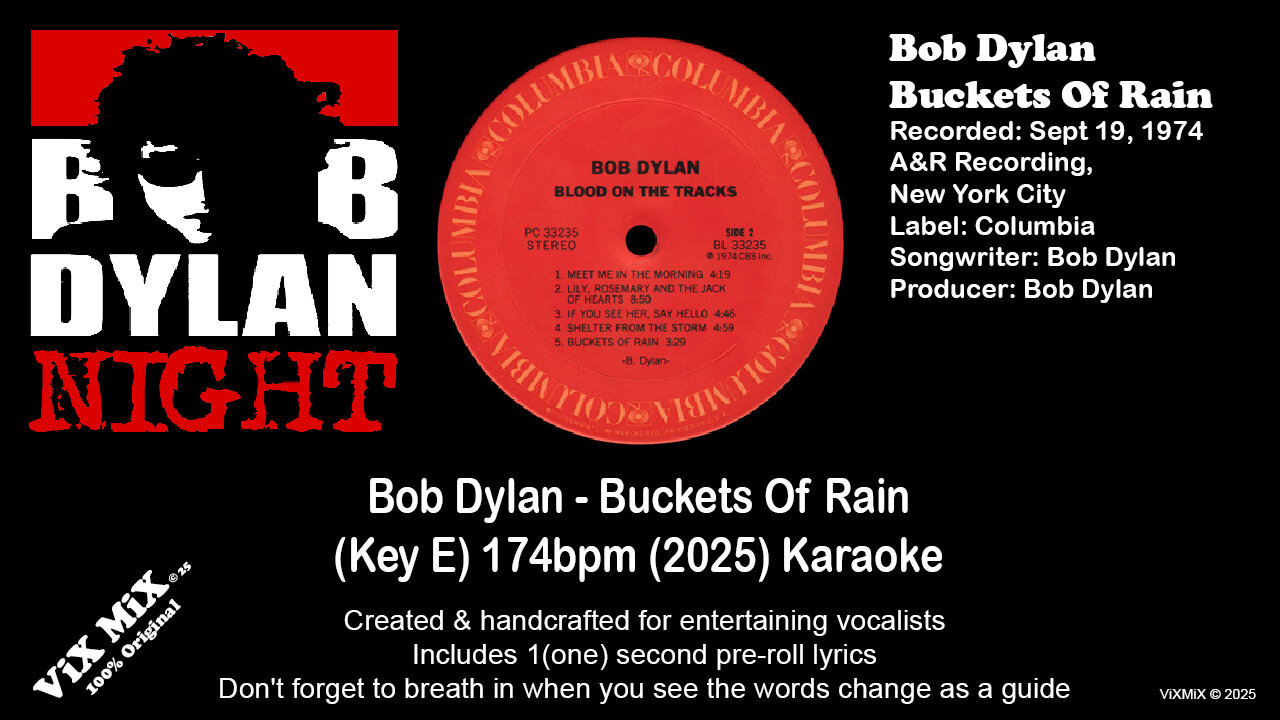 SingLikeBob - Buckets Of Rain (Key E) 174bpm (2025) Karaoke