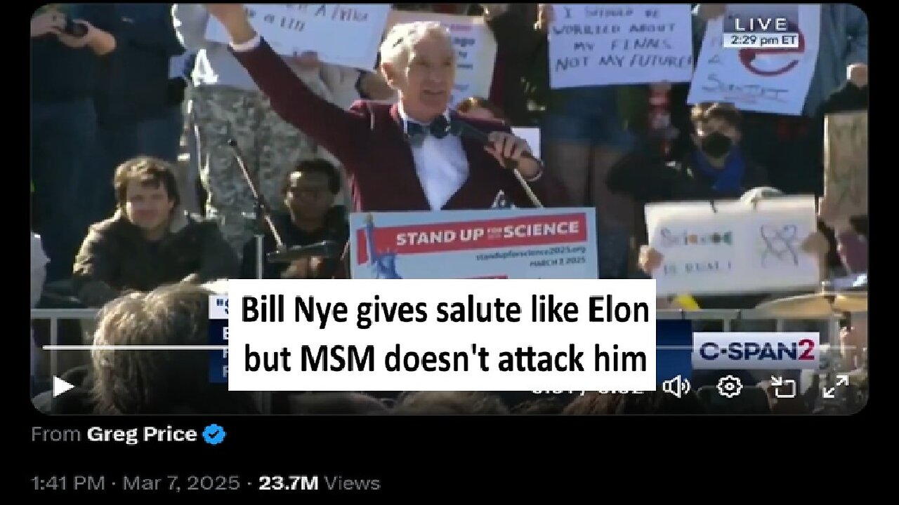 Bill Nye gives salute but mainstream not comparing to N@zi salute