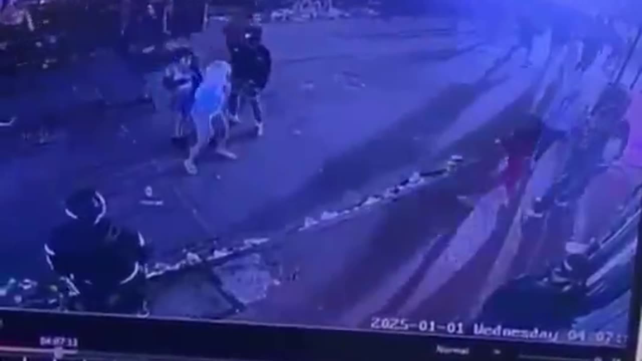 Footage of the New Orleans islamic terrorist attack as he drove down Bourbon Street