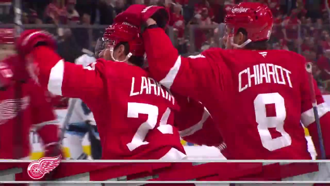 NHL - Dylan Larkin roofs one WHILE FALLING 🚨