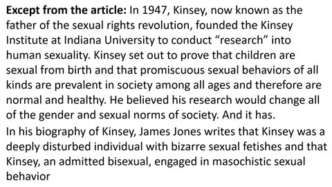 Except from the article: In 1947, Kinsey