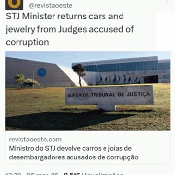 STJ Minister returns cars and jewelry from Judges accused of corruption