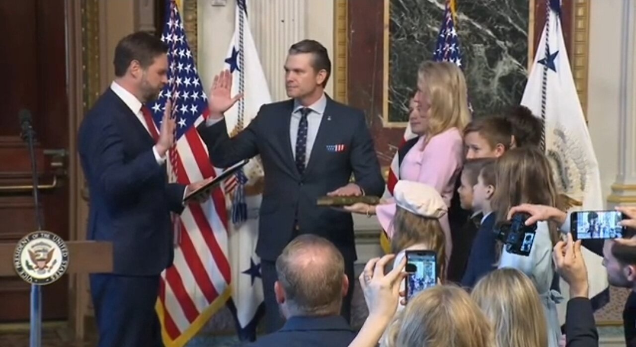 Pete Hegseth Is Sworn In As Secretary of Defense by JD Vance