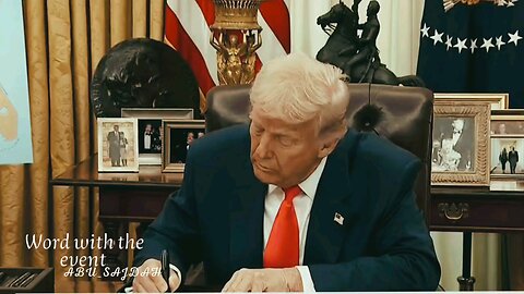 In the Oval Office, Trump signs executive orders.