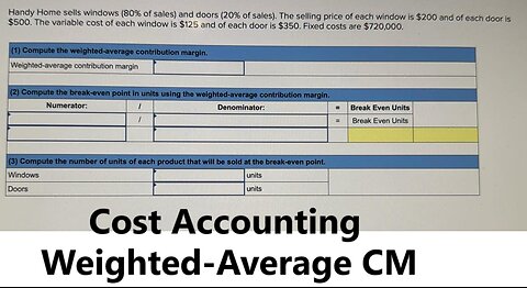 Cost Accounting: Handy Home sells windows (80% of sales) and doors (20% of sales). The selling