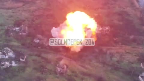 Russian Drone Strikes Ukrainian Ammo Depot in Massive Explosion