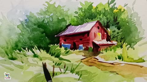How to paint Easy and Simple Scenery Art