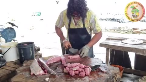 Huge Trevally Fish Cutting _ Fish Cutting Skills Sri Lanka