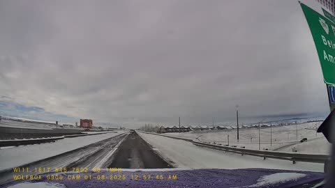 Truck Loses Control On Black Ice Bridge