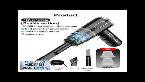 29000Pa Wireless Car Vacuum Cleaner Strong Suction Dust Catcher Cordless Handheld Wet Review