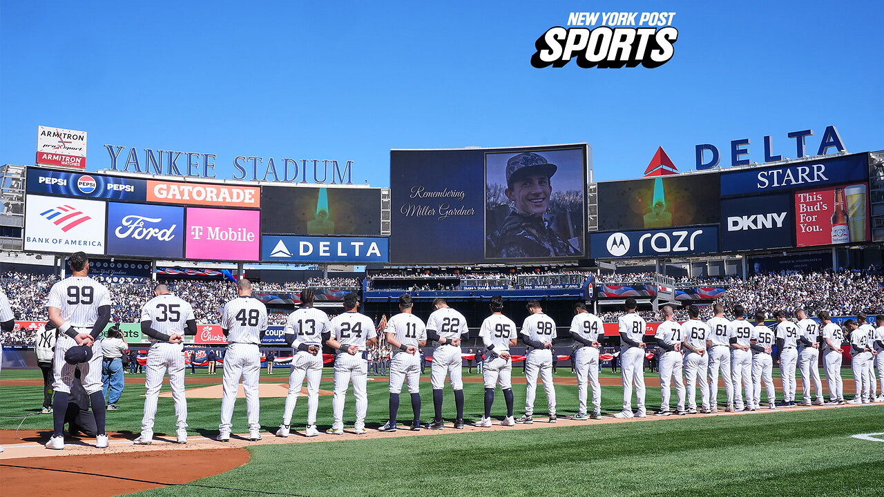 Aaron Judge looks to tear up during Miller Gardner moment of silence
