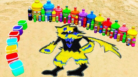 How to make Rainbow Zeraora in Pokemon with Orbeez, Giant Pepsi, Fanta, Coca Cola vs Mentos & Sodas