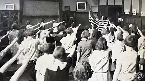 Bellamy Salute during Pledge of Allegiance. Changed to "Right Hand Over Heart" by FDR after WWII 🙋