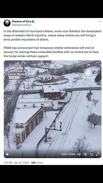 DEVASTATING: FEMA has announced that temporary shelter extensions will end on January 14,