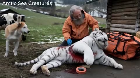The tiger broke into the farm and the kind old man saved it