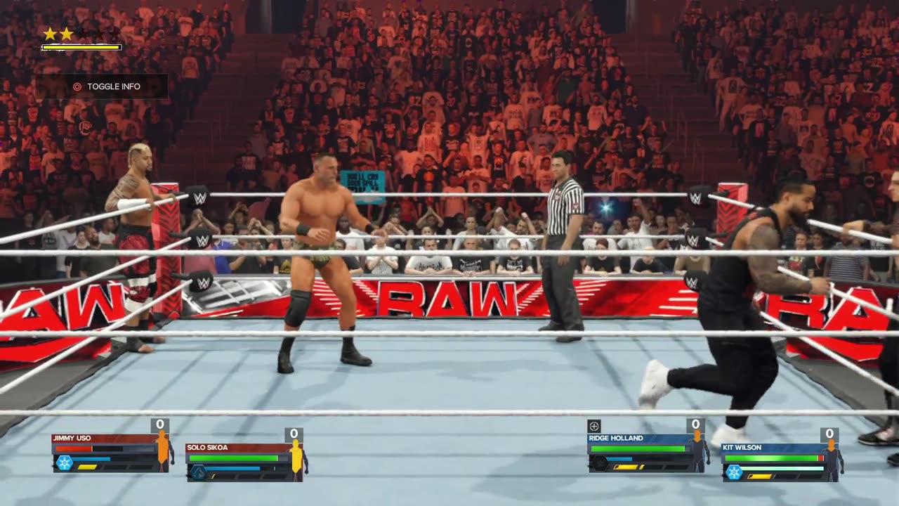 Solo Sikoa and Jimmy Uso VS Ridge Holland and Kit Wilson Raw S 1 E 180