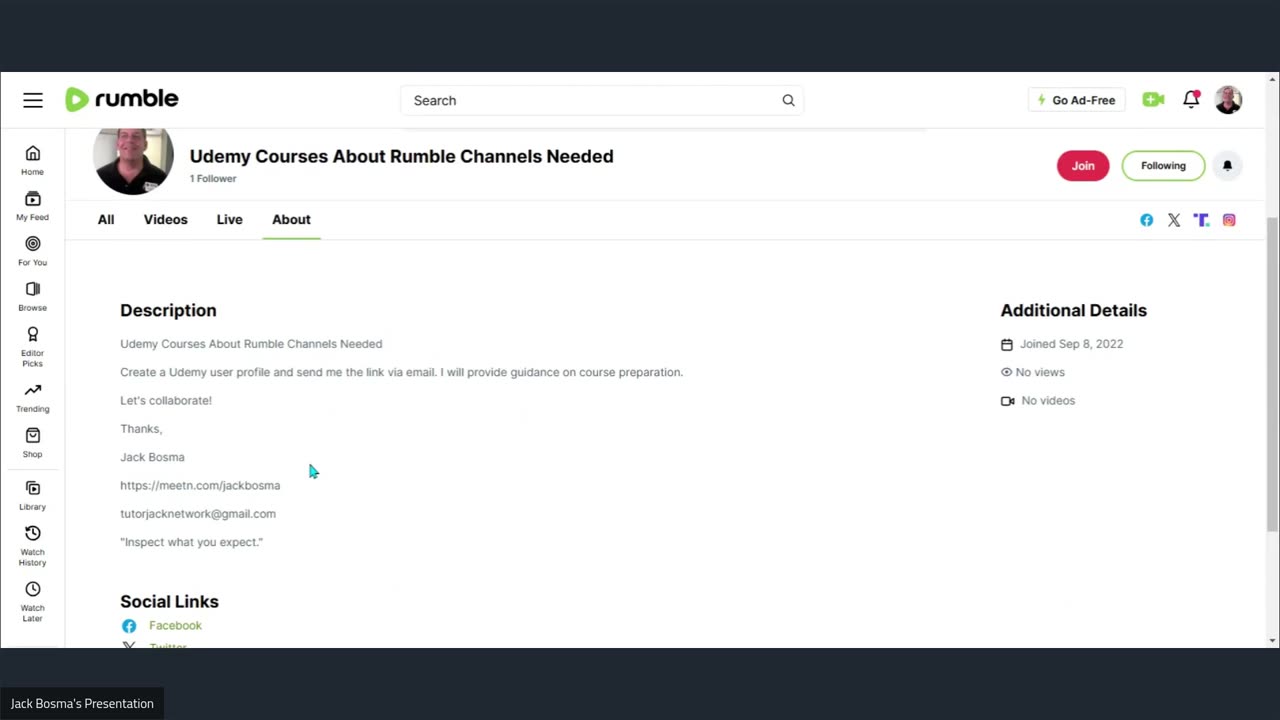 Udemy Courses About Rumble Channels Needed