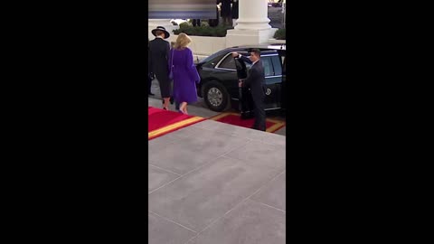 Jill Biden and Melania Trump exit the White House together