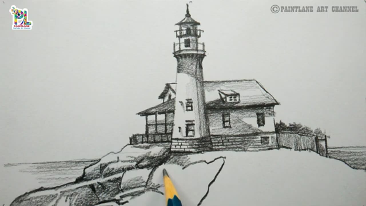 How to draw simple lighthouse drawing for beginners | Pencil Art