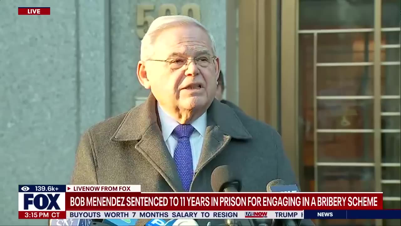 Bob Menendez says "Trump is right" after receiving 11-year sentence