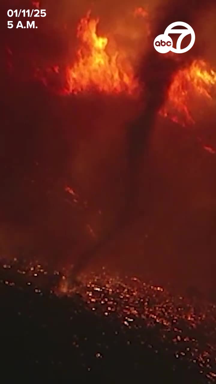 Fire Tornado Flares up in Palisades Fire