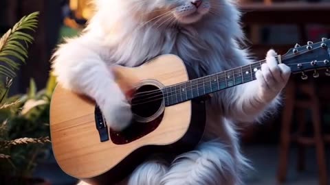 CUTE CAT PLAYING a guitar 🎸 Tools Mid journey