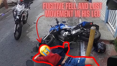 Fugitive crashes motorcycle at high speed and loses movement in legs