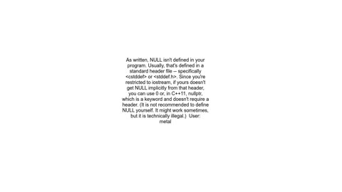 set head to NULL (&#39;NULL&#39; undeclared identifier)
