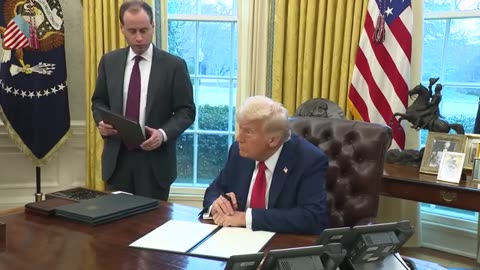 President Trump Signs Executive Orders in the Oval Office, Feb. 3, 2025