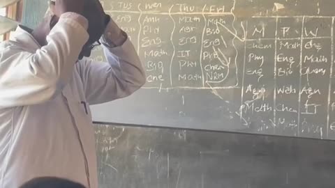 Ethiopian kids give gifts to their teacher