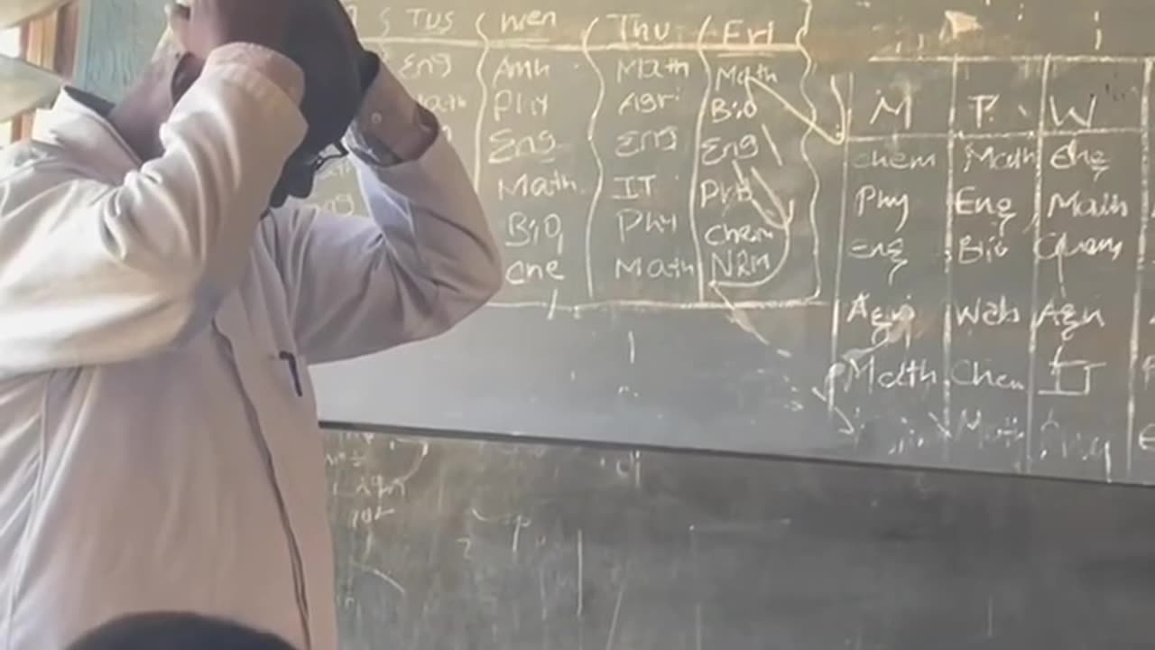 Ethiopian kids give gifts to their teacher