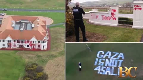 Pro-Palestinian activists vandalize Trump golf course in Scotland