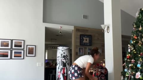 Girl Kicks Inflatable Punching Bag Into Child