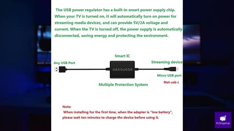 Oassuose USB Power Cable Adapter for Fire TV Stick