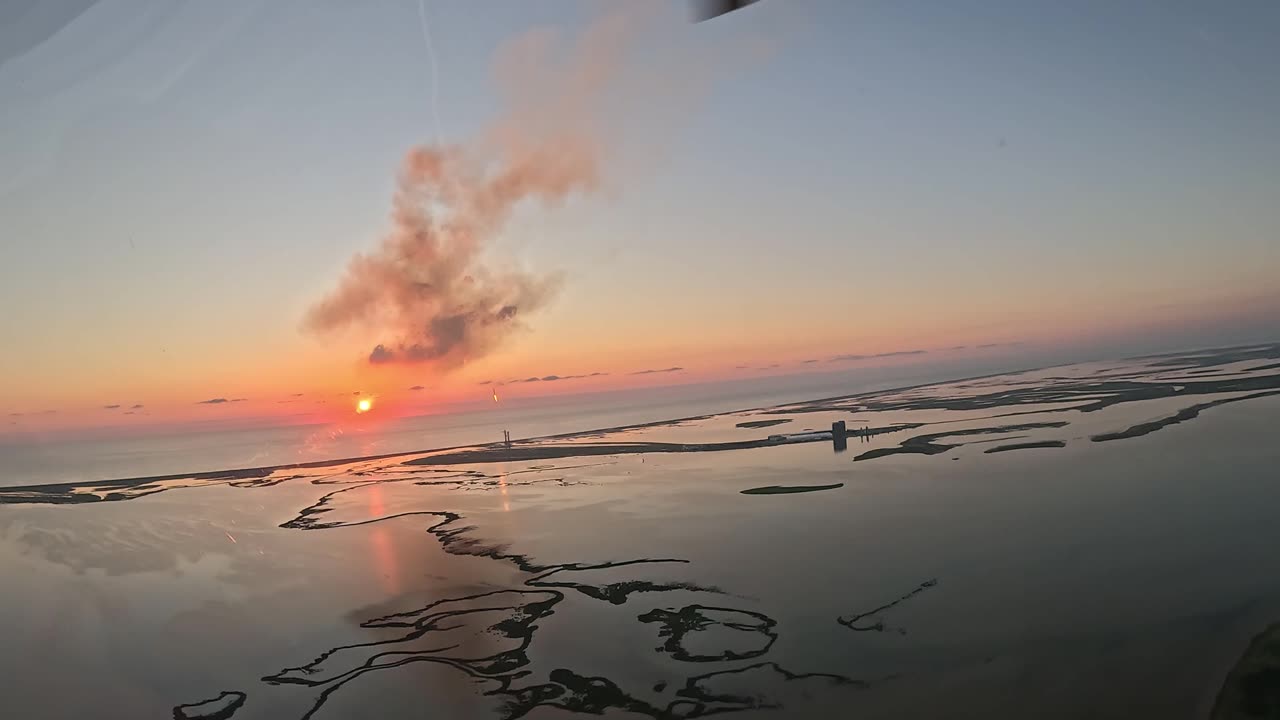 Helicopter View of SpaceX Starship Launch