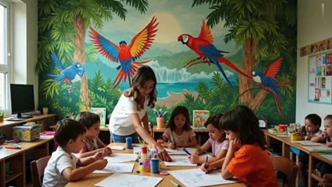 **"🎨🦜 *Jungle Adventure in the Classroom!* | Kids’ Magical Art Journey Comes to Life 🌟✨"**