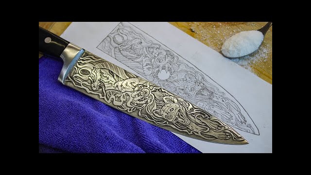 How to Draw with Salt on Metal. Simple Secret. Drawing on a Knife