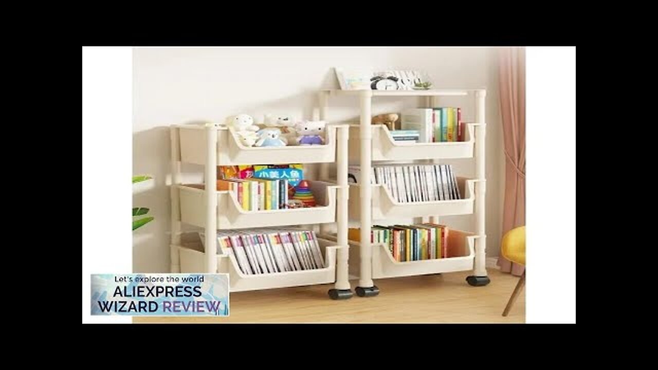 Portable Creative Trolley Bookshelf Kitchen Storage Rack Living Room Mobile Display Cabinet Review