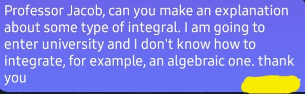 ALGEBRAIC INTEGRAL: APPLICATION EXERCISE