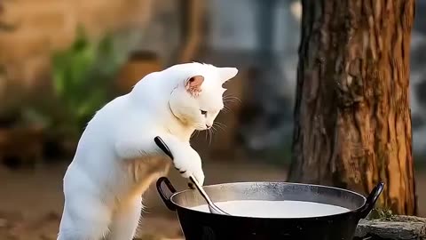 Amazing cat deliverd food